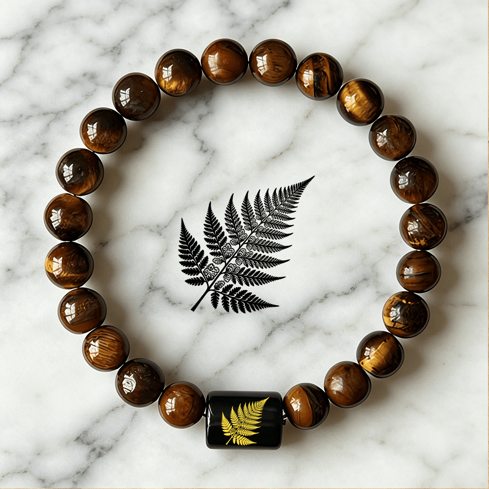 Beaded Bracelet with Fern Leaf Pattern, Boho Style